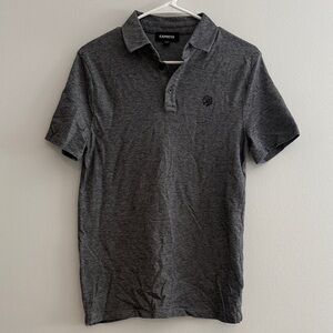 Express Men's Dark Heather Gray Polo